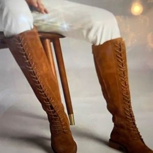 Anthropologie Suede Lace Up Boots